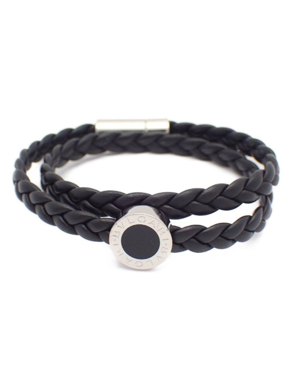 Bvlgari Man Leather Bracelet Black